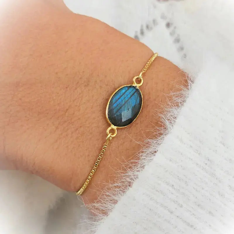 Bracelet Femme Avec Pierre De Naissance – Or Plaqué 14 Carats – Réglable – Cadeau Anniversaire, Fête Des Mères, Noël