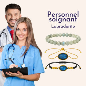Bracelet femme en Labradorite, pierre protectrice pour les soignants, absorbant les énergies négatives et renforçant le bien-être