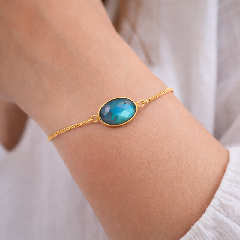 Bracelet extensible en perles de Labradorite noire | Ma Pierre Naturelle Bracelet extensible en perles de Labradorite noire | Ma Pierre Naturelle