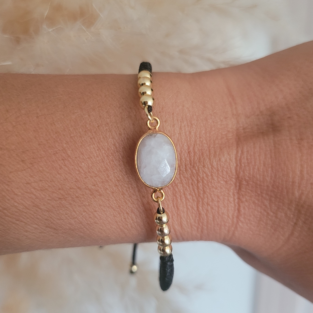 Bracelet endométriose, pierre de lune, cornaline, malachite – Les