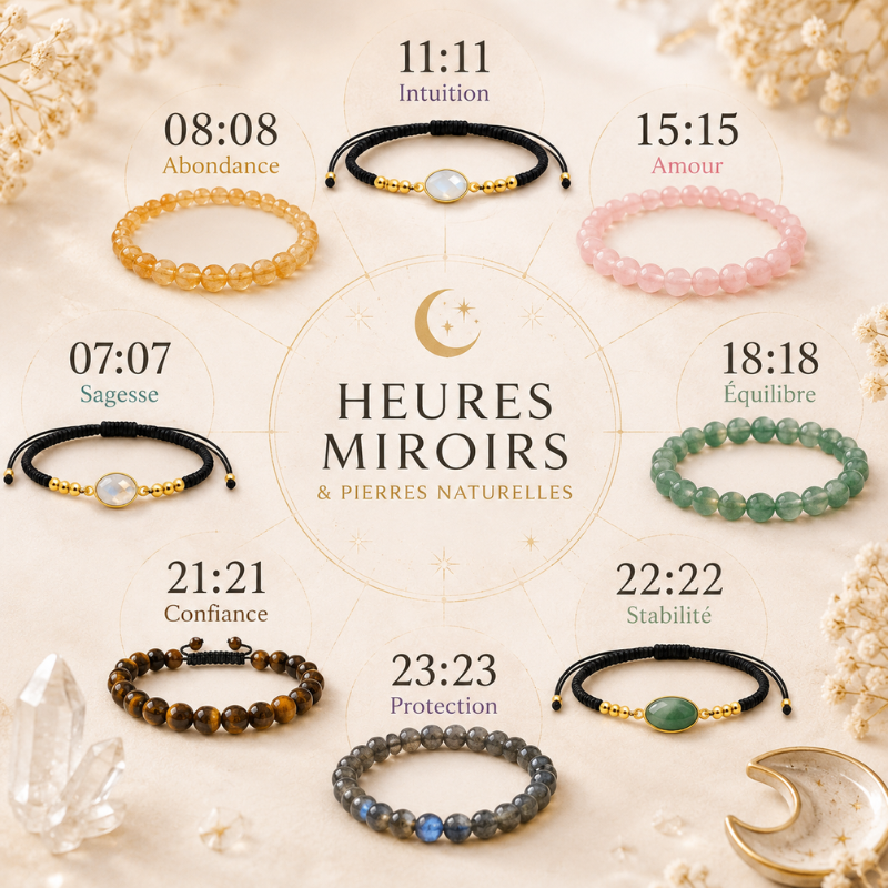 🌙 Heures Miroirs & Pierres Naturelles : Quelle Pierre Choisir Selon l’Heure Que Vous Voyez ?