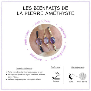 Bracelet Améthyste Naturelle - Apaisement, Harmonie, Protection