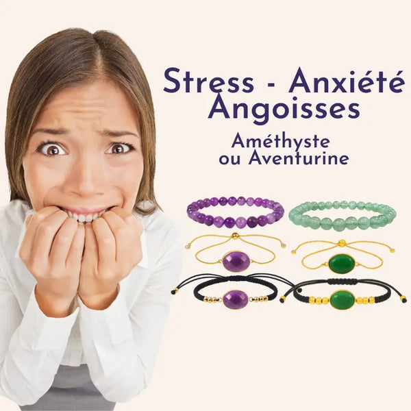 bracelet anti-stress amethyste ou aventurine