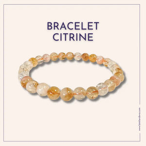 Bijou de poignet en citrine pour femme, composés de perles rondes en pierre naturelle, symbolisant bonheur, chance et énergie positive