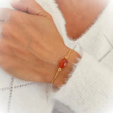 Bracelet chaîne dorée ajustable / 1 papier d'encens = 1 purification Bracelet Cornaline Naturelle – Énergie, Confiance & Fertilité