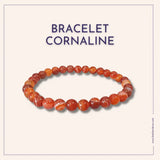 Bracelet en perles rondes de cornaline naturelle, symbole d'énergie, confiance et fertilité, idéal pour stimuler la fertilité, renforcer l'énergie positive, et apporter harmonie au quotidien