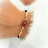 Bracelet nylon noir et doré ajustable / 1 papier d'encens = 1 purification Bracelet Cornaline Naturelle 