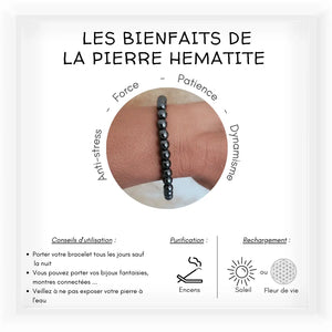 Bracelet de lithothérapie en HEMATITE