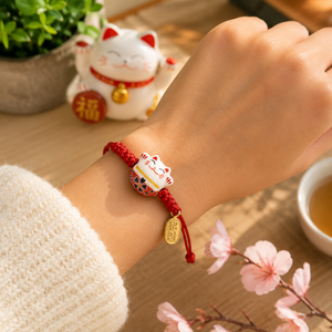Bracelet Chat Porte-Bonheur Japonais Maneki Neko