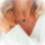 Parure chaîne dorée / 1 papier d'encens = 1 purification Collier Labradorite Naturelle - Protection, Bien-Être, Réconfort