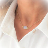 Collier chaîne dorée / 1 papier d'encens = 1 purification Collier Pierre de Lune Naturelle – Fertilité, Harmonie, Intuition & Sérénité