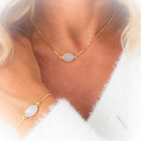 Parure chaîne dorée / 1 papier d'encens = 1 purification Collier Pierre de Lune Naturelle – Fertilité, Harmonie, Intuition & Sérénité
