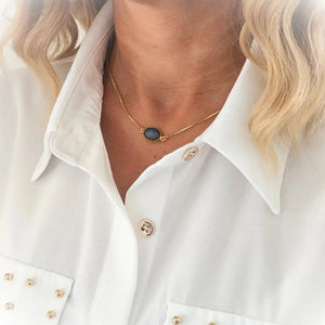 Collier chaîne dorée Labradorite / 1 papier d'encens =1 purification Collier pour le signe du GÉMEAUX (21 mai - 21 juin)
