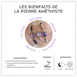Bracelet Améthyste ou Aventurine Naturelle : ANTI STRESS - ANGOISSES