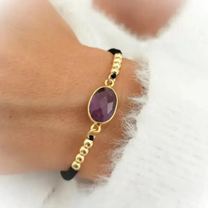 Bracelet nylon ajustable Améthyste / 1 papier d'encens = 1 purification Bracelet Améthyste ou Aventurine Naturelle : ANTI STRESS - ANGOISSES