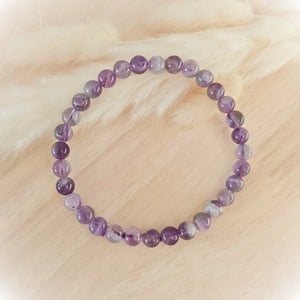 bracelet améthyste anti-stress perles rondes 6mm