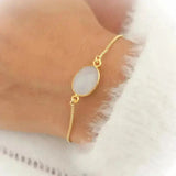 Bracelet chaîne dorée ajustable / 1 papier d'encens = 1 purification Bracelet Pierre de Lune Naturelle : FERTILITÉ - GROSSESSE - FÉCONDITÉ