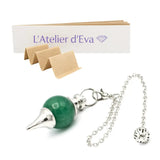 Pendule Aventurine en Cristal de Roche avec chaîne de 15 cm et notice d'utilisation