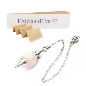 Pierre en cristal de roche avec chaîne de 15 cm, usage pour lithothérapie et méditation