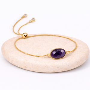 Bracelet chaîne réglable Améthyste 