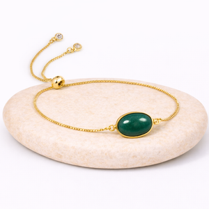 Bracelet chaîne dorée aventurine verte