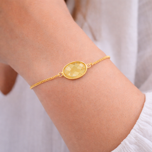 bracelet chaine dorée ajustable citrine