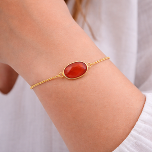 bracelet chaine dorée ajustable cornaline