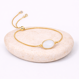 bracelet chaîne en laiton doré ajustable en pierre de lune