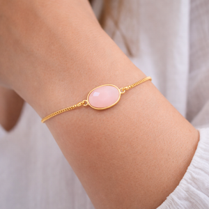 bracelet chaîne dorée quartz rose