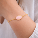 bracelet chaîne dorée quartz rose