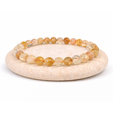 bracelet citrine pour femme, composés de perles rondes en pierre naturelle, symbolisant bonheur, chance et énergie positive