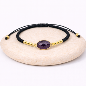 Bracelet nylon ajustable Améthyste 