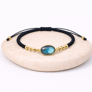 Bracelet nylon ajustable Labradorite 