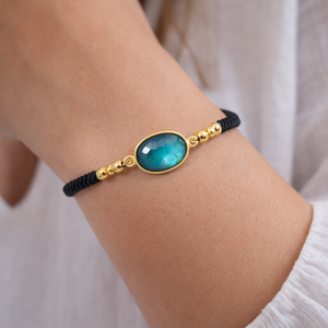 Bracelet nylon ajustable Labradorite 