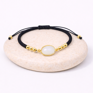 bracelet nylon ajustable en pierre de lune