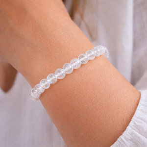 Bracelet perles rondes 6mm cristal de roche