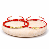 Bracelet tibétain porte-bonheur en cuivre avec corde tressée ajustable