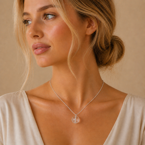 collier boule argenté cristal de roche