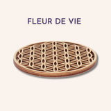 Fleur de vie en bois exotique de 9 cm pour recharger et harmoniser pierres naturelles, bijoux, eau, nourriture ou décoration intérieure