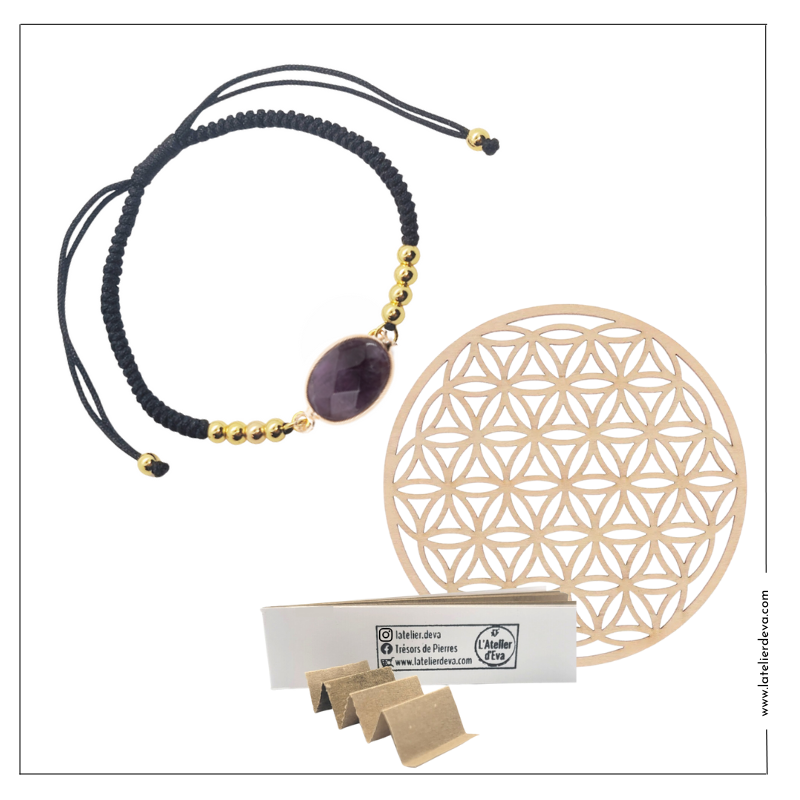 Bracelet Réglable Améthyste Pampilles Poisson étoile - Acier Doré - Neuf Avec étiquettes