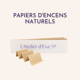 Lot de papiers d'encens naturels fabriqués en France, utilisés pour purifier et recharger bijoux et pierres, dimensions 8x2cm