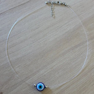 collier fil nylon OEIL BLEU PORTE-BONHEUR