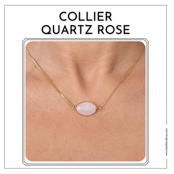 collier pendentif quartz rose