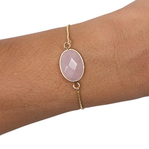 Bracelet chaine quartz rose