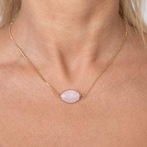 collier chaine doré de l'amour quartz rose